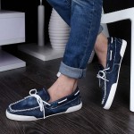 Chaussures Bateau Homme Fashion Slippers Jean Denim Style Bleu Fonce